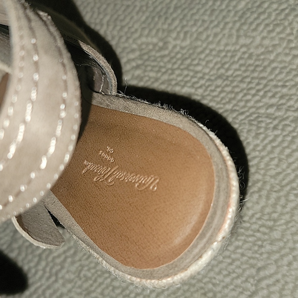 Women's Taupe Microsuede Shield Espadrille Wedge Pump - Picture 5 of 9